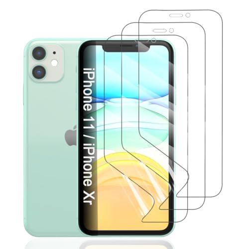 Hhfcryst Hydrogel Folie für iPhone 11/XR, 3 Stück TPU Displayschutzfolie HD Transparent Weich Schutzfolie (Nicht Gehärtetes Glas) von Hhfcryst