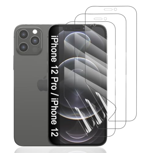 Hhfcryst Hydrogel Folie für iPhone 12/12 Pro, 3 Stück TPU Displayschutzfolie HD Transparent Weich Schutzfolie (Nicht Gehärtetes Glas) von Hhfcryst