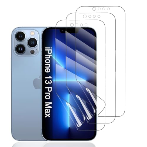 Hhfcryst Hydrogel Folie für iPhone 13 Pro Max, 3 Stück TPU Displayschutzfolie HD Transparent Weich Schutzfolie (Nicht Gehärtetes Glas) von Hhfcryst