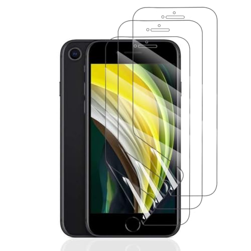 Hhfcryst Hydrogel Folie für iPhone SE (2020), 3 Stück TPU Displayschutzfolie HD Transparent Weich Schutzfolie (Nicht Gehärtetes Glas) von Hhfcryst