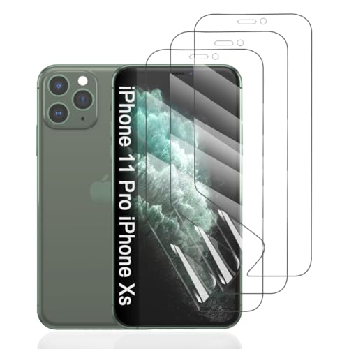 Hhfcryst Hydrogel Folie für iPhone iPhone 11 Pro/xs/X, 3 Stück TPU Displayschutzfolie HD Transparent Weich Schutzfolie (Nicht Gehärtetes Glas) von Hhfcryst