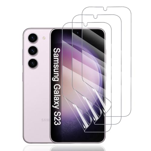 Hhfcryst Hydrogel Folie für Samsung Galaxy S23, 3 Stück TPU Displayschutzfolie HD Transparent Weich Schutzfolie (Nicht Gehärtetes Glas) von Hhfcryst