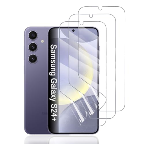Hhfcryst Hydrogel Folie für Samsung Galaxy S24+, 3 Stück TPU Displayschutzfolie HD Transparent Weich Schutzfolie (Nicht Gehärtetes Glas) von Hhfcryst