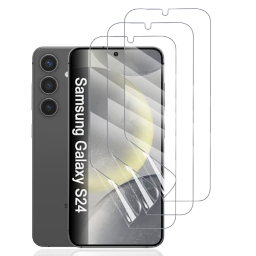 Hhfcryst Hydrogel Folie für Samsung Galaxy S24, 3 Stück TPU Displayschutzfolie HD Transparent Weich Schutzfolie (Nicht Gehärtetes Glas) von Hhfcryst