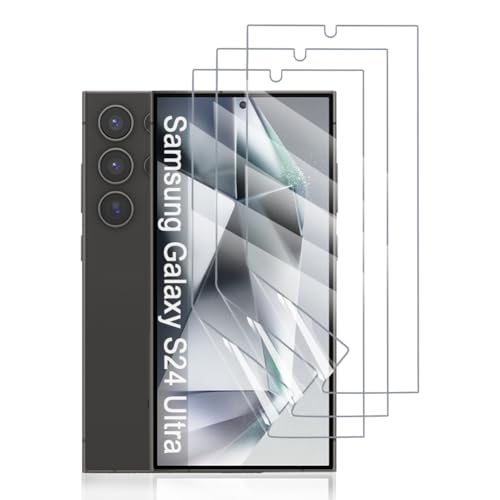 Hhfcryst Hydrogel Folie für Samsung Galaxy S24 Ultra, 3 Stück TPU Displayschutzfolie HD Transparent Weich Schutzfolie (Nicht Gehärtetes Glas) von Hhfcryst