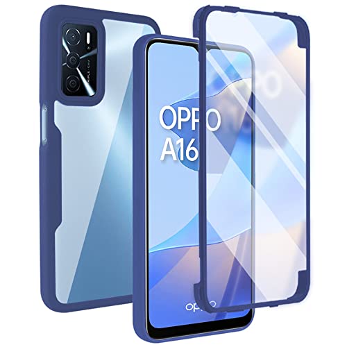 Hi-Case 360 Grad Hülle für Oppo A16/A16s/A54s Crystal Anti-Gelb Case, Ganzkörper Stoßfeste Handyhülle mit eingebauter Displayschutzfolie, Silikon Bumper Schutzhülle, Blau von Hi-Case