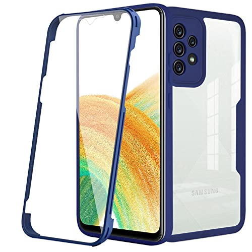 Hi-Case 360 Grad Hülle für Samsung Galaxy A53 5G Crystal Anti-Gelb Case, Ganzkörper Stoßfeste Handyhülle mit eingebauter Displayschutzfolie, Silikon Bumper Schutzhülle, Blau von Hi-Case