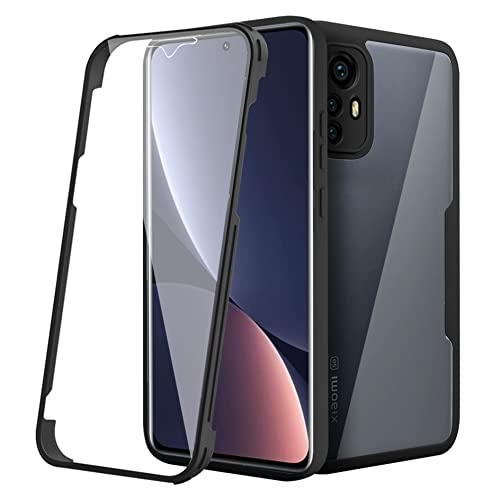 Hi-Case 360 Grad Hülle für Xiaomi 12 Pro 5G Crystal Anti-Gelb Case, Ganzkörper Stoßfeste Handyhülle mit eingebauter Displayschutzfolie, Silikon Bumper Schutzhülle, Schwarz von Hi-Case