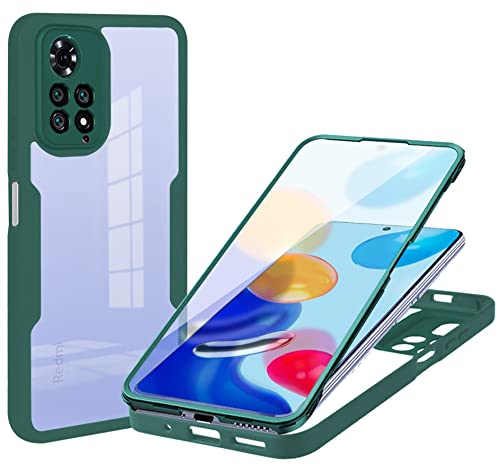 Hi-Case 360 Grad Hülle für Xiaomi Redmi Note 11/Note 11S Crystal Anti-Gelb Case, Ganzkörper Stoßfeste Handyhülle mit eingebauter Displayschutzfolie, Silikon Bumper Schutzhülle, Grün von Hi-Case