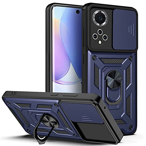 Hi-Case Armor Hülle für Honor 50/Huawei nova 9 mit Slide Kameraschutz Cover und Ring Ständer [Handyhülle Kompatibel Mit Auto Magnet] Militärischer Stoßfeste Case, Blau von Hi-Case