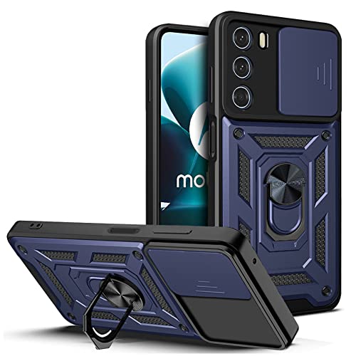 Hi-Case Armor Hülle für Motorola Edge S30/Moto G200 5G mit Slide Kameraschutz Cover und Ring Ständer [Handyhülle Kompatibel Mit Auto Magnet] Militärischer Stoßfeste Case, Blau von Hi-Case