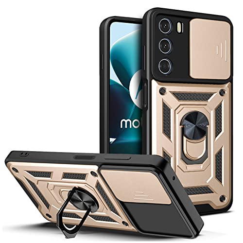 Hi-Case Armor Hülle für Motorola Edge S30/Moto G200 5G mit Slide Kameraschutz Cover und Ring Ständer [Handyhülle Kompatibel Mit Auto Magnet] Militärischer Stoßfeste Case, Gold von Hi-Case