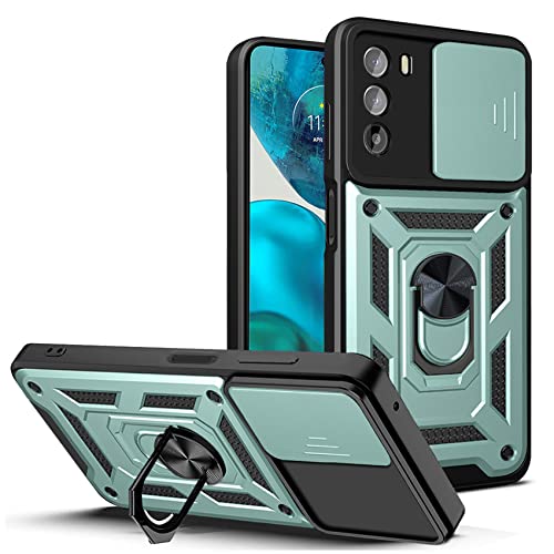 Hi-Case Armor Hülle für Motorola Moto G82/G52 mit Slide Kameraschutz Cover und Ring Ständer [Handyhülle Kompatibel Mit Auto Magnet] Militärischer Stoßfeste Case, Grün von Hi-Case