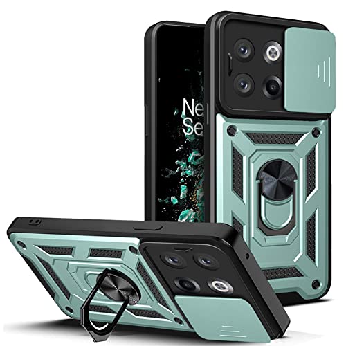 Hi-Case Armor Hülle für OnePlus 10T mit Slide Kameraschutz Cover und Ring Ständer [Handyhülle Kompatibel Mit Auto Magnet] Militärischer Stoßfeste Case, Grün von Hi-Case