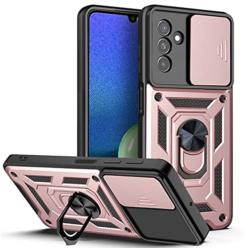 Hi-Case Armor Hülle für Samsung Galaxy M23/F23/M13 4G mit Slide Kameraschutz Cover und Ring Ständer [Handyhülle Kompatibel Mit Auto Magnet] Militärischer Stoßfeste Case, Roségold von Hi-Case