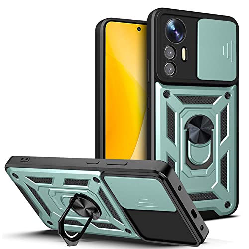 Hi-Case Armor Hülle für Xiaomi 12 Lite 5G mit Slide Kameraschutz Cover und Ring Ständer [Handyhülle Kompatibel Mit Auto Magnet] Militärischer Stoßfeste Case, Grün von Hi-Case