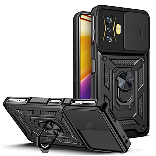 Hi-Case Armor Hülle für Xiaomi Poco F4 GT mit Slide Kameraschutz Cover und Ring Ständer [Handyhülle Kompatibel Mit Auto Magnet] Militärischer Stoßfeste Case, Schwarz von Hi-Case