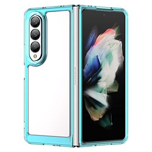 Hi-Case Crystal Hülle für Samsung Galaxy Z Fold4 Anti-Gelb & 360° Stoßfeste Handyhülle, Anti-Kratzt Soft Silikon Schutzhülle Case mit TPU Bumper & PC-Rückseite, Himmelblau von Hi-Case