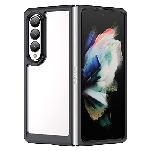 Hi-Case Crystal Hülle für Samsung Galaxy Z Fold4 Anti-Gelb & 360° Stoßfeste Handyhülle, Anti-Kratzt Soft Silikon Schutzhülle Case mit TPU Bumper & PC-Rückseite, Schwarz von Hi-Case