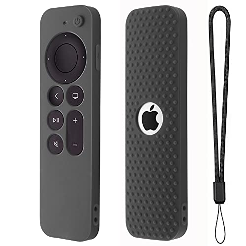 Silikon-Schutzhülle für Apple TV Siri Remote 3. Generation, kompatibel mit Apple TV 4K 2. Generation 2021 Fernbedienungsabdeckung (Dunkelgrau) von Hi Color