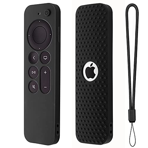 Silikon-Schutzhülle für Apple TV Siri Remote 3. Generation, kompatibel mit Apple TV 4K 2. Generation 2021 Fernbedienungsabdeckung (schwarz) von Hi Color