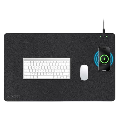 Hi-HONX Drahtloses Lade-Mauspad mit 15W Qi-Magnetlader, 60x40 cm extra große Mausunterlage, wasserdichte kohlenschwarze Büro-Mausmatte für MacBook, PC und Laptop Hi-HONX Drahtloses Lade-Mauspad mit 15W Qi-Magnetlader, 60x40 cm extra große Mausunterlage, wasserdichte kohlenschwarze Büro-Mausmatte für MacBook, PC und Laptop von Hi-HONX
