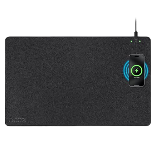 Hi-HONX Drahtloses Lade-Mauspad mit 15W Qi-Magnetlader, 60x40 cm extra große Mausunterlage, wasserdichte kohlenschwarze Büro-Mausmatte für MacBook, PC und Laptop Hi-HONX Drahtloses Lade-Mauspad mit 15W Qi-Magnetlader, 60x40 cm extra große Mausunterlage, wasserdichte kohlenschwarze Büro-Mausmatte für MacBook, PC und Laptop von Hi-HONX