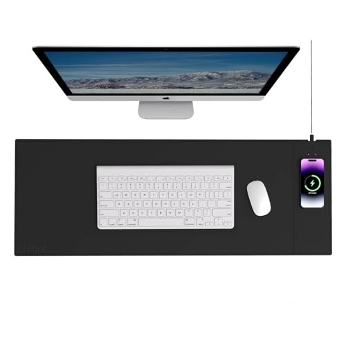 Magnetische drahtlose Lade-Mausmatte, 80x30 cm extra große Schreibtischunterlage, wasserdichte und kratzfeste Mausmatte, kohlenschwarze Computer-Mausunterlage für MacBook, PC und Laptop Magnetische drahtlose Lade-Mausmatte, 80x30 cm extra große Schreibtischunterlage, wasserdichte und kratzfeste Mausmatte, kohlenschwarze Computer-Mausunterlage für MacBook, PC und Laptop von Hi-HONX
