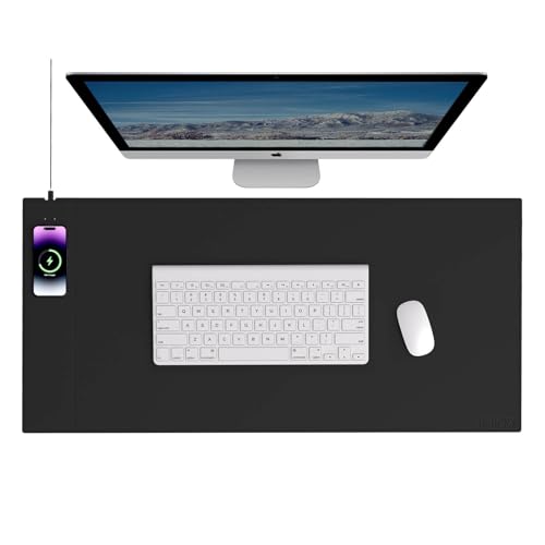 Magnetische drahtlose Lade-Mousepad, 90x43cm extra große Schreibtischunterlage, wasserdichtes Mikrofaser-Leder-Mauspad, kohlenschwarze Computer-Mausmatte für MacBook, PC und Laptop Magnetische drahtlose Lade-Mousepad, 90x43cm extra große Schreibtischunterlage, wasserdichtes Mikrofaser-Leder-Mauspad, kohlenschwarze Computer-Mausmatte für MacBook, PC und Laptop von Hi-HONX