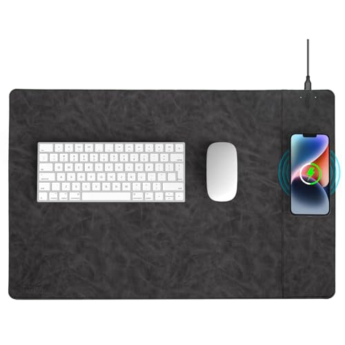 Magnetisches Wireless Charging Schreibtischmatte, Mikrofaserleder-Büromauspad mit drahtloser Aufladung, 23,4" x 15,6" Mauspad mit ultraglatter Oberfläche, geeignet für Büro- und Privatnutzung Magnetisches Wireless Charging Schreibtischmatte, Mikrofaserleder-Büromauspad mit drahtloser Aufladung, 23,4" x 15,6" Mauspad mit ultraglatter Oberfläche, geeignet für Büro- und Privatnutzung von Hi-HONX