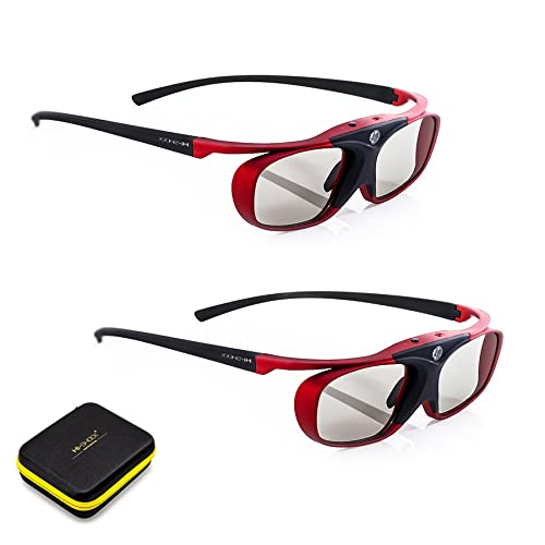 2X Hi-SHOCK® RF/BT Pro Scarlet Heaven & Dualcase| Aktive 3D Brille für 3D TVs von Sony, Samsung, Panasonic | komp zu TY-ER3D5ME / TY-ER3D6ME / FPT-AG03G [120 Hz | Bluetooth | wiederaufladbar] von Hi-SHOCK