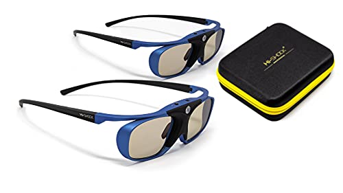 2X Hi-Shock® RF/BT Pro Deep Heaven & Dualcase | Aktive 3D Brille für 3D TVs von Samsung, Hisense, Telefunken | komp zu SSG-3570 CR / AN3DG35 / TY-ER3D5ME / FPT-AG03G [120 Hz | wiederaufladbar] von Hi-SHOCK