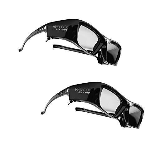 2X Hi-Shock DLP Pro 7G Black Diamond | DLP Link 3D Brille für alle DLP 3D Beamer | Kompatibel mit Optoma, Ace, Benq, Vivitec, Viewsonic, LG [Neuste Gen. | Shutterbrille | 96-144 Hz | 39g | Akku] von Hi-SHOCK