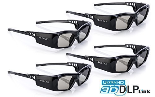 4x Hi-SHOCK DLP Pro 7G Black Diamond | DLP Link 3D Brille für DLP FullHD / UHD 3D Beamer [Shutterbrille | 96-200 Hz | 39g | Akku | DLP Link] von Hi-SHOCK