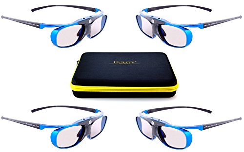 4X Hi-Shock DLP Pro Blue Heaven | DLP Link 3D Brille für 3D DLP Beamer [96-144 Hz | Blau | Set] von Hi-SHOCK