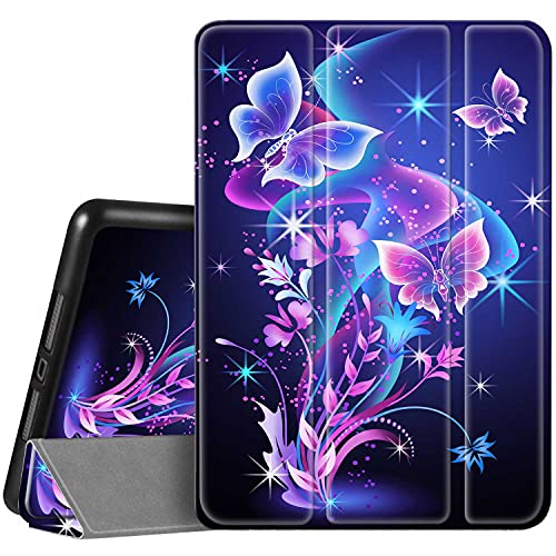 Hi Space iPad 9. 8. 7. Generation Hülle 10,2 Zoll Cover 2021 2020 2019 Schmetterling mit Stifthalter, schützende automatische Schlaf- und Wachfunktion für A2270 A2428 von Hi Space