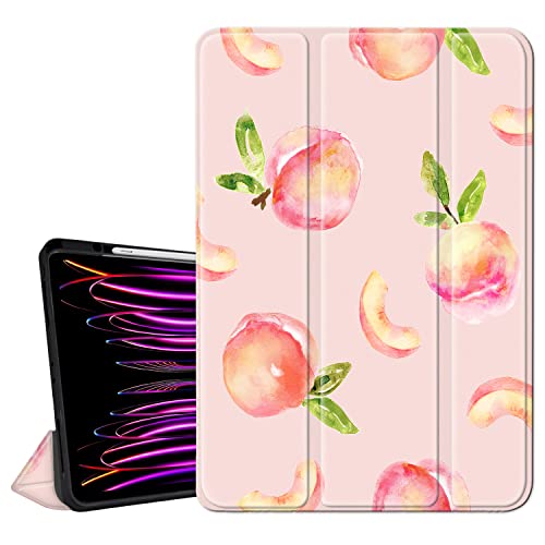 Hi Space Schutzhülle für iPad Pro 27,9 cm (11 Zoll), 2022, 2021, 2020, 2018, 4., 3., 2., 1. Generation mit Stifthalter, pfirsichfarben, dreifach faltbar, stoßfest, automatische Schlaf-/Wachfunktion von Hi Space