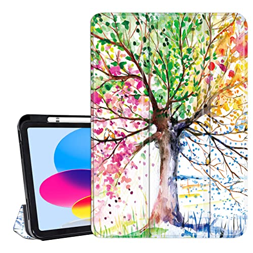 Hi Space iPad 10. Generation Hülle 10,9 Zoll 2022 Love Tree Cover für das Neue iPad 10 Gen Hülle Vier Jahreszeiten iPad 10,9 Zoll Hülle mit Stifthalter Stoßfest iPad 10. Generation 10.9 Trifold Stand von Hi Space