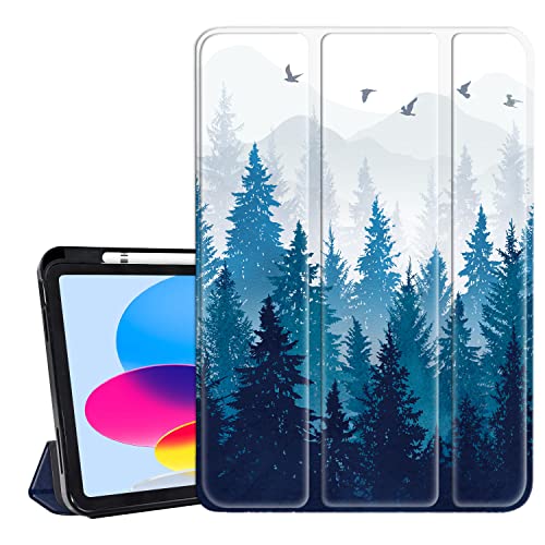 Hi Space iPad 10th Generation Case 10.9 Inch 2022 Forest Painting Mountain Cover New iPad 10 Gen Case Nature Scenery Drawing iPad 10.9 Inch Cover with Pencil Holder iPad 10th gen 10.9 Trifold Stand von Hi Space