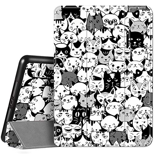 Hi Space iPad 8. / 7. Generation Hülle iPad 10.2 Hülle 2020 2019 Katze mit Stifthalter, Cartoon Cute Animal Trifold Protective Shockproof Cover Auto Sleep Wake for A2270 A2428 A2429 A2197 A2198 A2200 von Hi Space