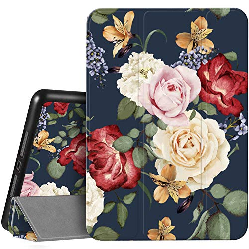 Hi Space iPad 8th 7th Generation 10.2 Hülle mit Stifthalter 2020 2019, Rose Blume Pfingstrose Floral Protective Shockproof Smart Cover Auto Sleep Wake for A2270 A2428 A2429 A2197 A2198 A2200 von Hi Space