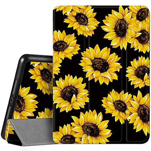 Hi Space iPad 9th 8th 7th Generation Case iPad 10.2 Case with Pencil Holder 2021 2020 2019, Sunflower Black Flower Floral Protective Shockproof Cover Auto Sleep Wake for A2270 A2428 A2429 A2197 A2198 von Hi Space
