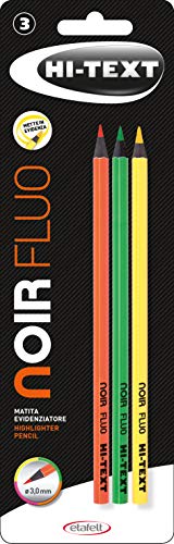 HI-TEXT 066 NOIR FLUO Dreikantstift Holz schwarz fluo lackiert - Blister 3 Stück von Hi-Text