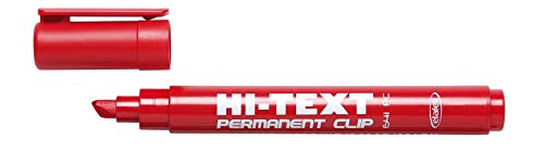 HI-TEXT 641 PERMANENT CLIP Permanentmarker Keilspitze, 12 Stück, rot von Hi-Text