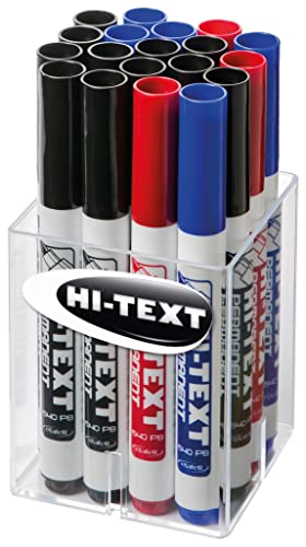 Hi-Text 640 Permanent Dose 20 Marker, Rundspitze, 3 Farben sortiert: blau, schwarz, rot von Hi-Text