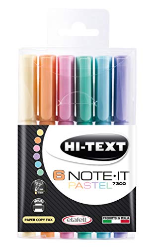 Hi-Text 7300 Note-It Transparent 6 Marker Meißel Pastellfarben von Hi-Text
