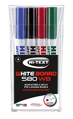 Hi-Text Marcatore per lavagna 580WB, punta tonda, busta 4 colori: nero, rosso, blu, verde von Hi-Text