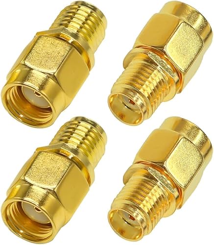 HiAoey 4 Pcs SMA Koaxialadapter Kabel Geschlecht RP SMA Stecker zu SMA Buchse RP SMA Stecker auf SMA Jack Coax Adapter Low Loss für WiFi Radio Antenne, Eingangskabel Audio, Router RF SMA Anschluss von HiAoey