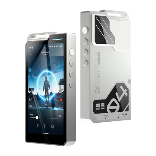HiBy R4 Android-MP3-Player mit Bluetooth und WLAN, integriertes 4DAC-Android12, unterstützt Wiedergabe, DSD, PCM, MQA mit 4,4 mm balem 32 G Speicher (Silber) von HiBy