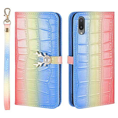 HiCASE Pro Hülle für Samsung Galaxy A02, Gradient Krokodilmuster Handyhülle Schutzhülle PU Leder Wallet Case Flip Case Klapphüllen Brieftasche Ledertasche Tasche Etui im Bookstyle von HiCASE Pro